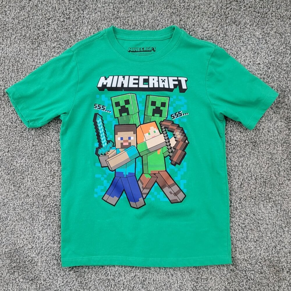 Green Minecraft  T-Shirt Medium 8